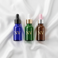 Botol Penetes Minyak Esensial Kaca Silinder Hijau Amber Biru 5ml 10ml 15ml 20ml 30ml 50ml 100ml Kemasan Kosmetik Grosir