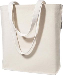 Sac fourre-tout en toile de coton uni de grande taille, nouveau style, en promotion, avec logo personnalisé - Product Image 1
