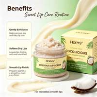 FEXMS Gommage Lèvres Coco Cocolicious Soin des Lèvres Exfoliant Doux avec Huile de Jojoba et d'Avocat pour des Lèvres Lisses et Douces