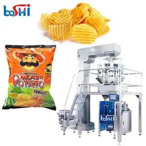 Patatas fritas de coco tostadas automáticas, patatas fritas congeladas, máquina empacadora de patatas fritas con pesaje automático