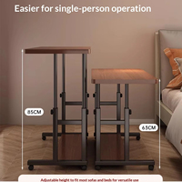 Table de chevet en bois mobile, réglable en hauteur, petit bureau avec roulettes pour chambre à coucher, bureau, étudiants, usage domestique, dortoir, bureau d'ordinateur