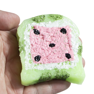 TPR Hot Selling Customizable logo <b>Mochi</b> Squishies <b>Toy</b> Watermelon-filled Toast Simulation Food Squeeze <b>Toy</b> for Children - Product Image 3