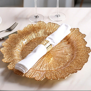 Ensemble d'assiettes en verre <span class=keywords><strong>noir</strong></span> clair de 13 pouces avec chargeur en verre de luxe en forme de soleil assiettes à dîner pour la vaisselle de mariage - Product Image 2