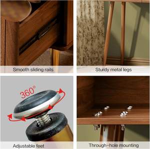 दर्पण और रोशनी के साथ स्टाइलिश कोने वैनिटी डेस्क, 4 दराज के साथ छोटे मेकअप वैनिटी डेस्क, ब्राउन - Product Image 5