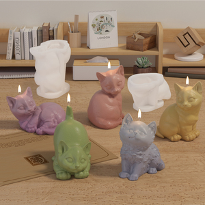 Khuôn silicon làm nến thơm hình mèo dễ thương 3D DM906, khuôn nhựa resin, thạch cao, xi măng tự làm, hình thú đáng yêu dành cho mèo - Product Image 4