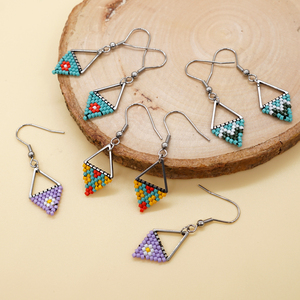 Go2BoHo Women's Trendy Jewelry Triangle Holder <strong>Diamond</strong> Miyuki Beads <strong>Dangle</strong> <strong>Earrings</strong> for Women Drop Earings - Product Image 4