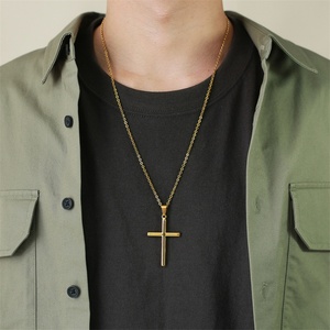Wholesale Gold Plated <b>Cross</b> Pendant Stainless Steel <b>Cross</b> Necklace for Men - Product Image 2