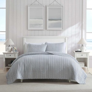 <strong>Blue</strong> <strong>and</strong> <strong>White</strong> <strong>Striped</strong> Printing Wedding Bedspread Dubai Bed Cover 3pcs Set High Quality Light Weight Quilt Bedspreads Queen king - Product Image 2