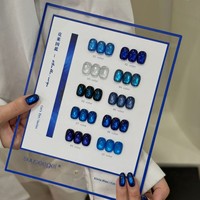 Nouvel arrivage Automne/Hiver : Kit de vernis gel liquide œil de chat français 10 couleurs, bleu métallisé, avec perles de verre, pour créations magnétiques DIY, pour salons de manucure