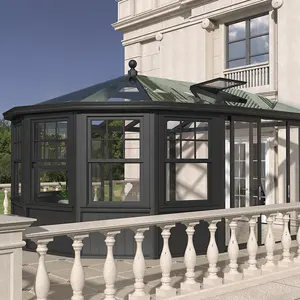 Baivilla alluminio vittoriano conservatorio case prefabbricate in vetro, sunroom case in vetro per cortile