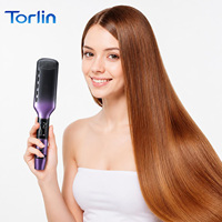 Plancha de Pelo Torlin con Pantalla LCD Digital Eléctrica, Degradado Morado, Temperatura Ajustable, para Salón y Hogar, Placas MCH, 1 Año de Garantía