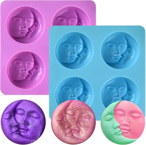 Soleil et croissant de lune moules à savon en Silicone moules d'art artisanal <span class=keywords><strong>pour</strong></span> bombes de bain <span class=keywords><strong>maison</strong></span> argile polymère bricolage bougie résine faisant des bonbons de <span class=keywords><strong>cire</strong></span> - Product Image 2