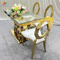 Ensemble de table et chaises de mariage en acier inoxydable et verre transparent