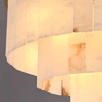 Lustre moderne de luxe léger en cuivre et marbre - Style chinois simple et design pour salon, chambre et restaurant