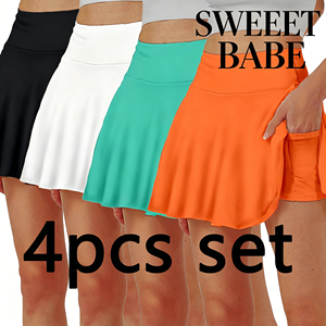 Minifalda acampanada negra, blanca, verde azulado y naranja para mujer 2026, diseño en A, falda deportiva informal - Product Image 1