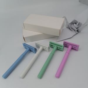 Rasoir de sécurité nickelé poignée moletée lames à double tranchant instrument de précision de <span class=keywords><strong>barbier</strong></span> - Product Image 3