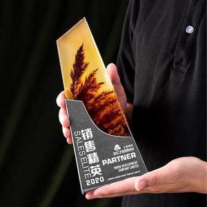 क्रिस्टल उत्कीर्णन प्रिंटिंग ऑप्टिकल क्रिस्टल ग्लास संगमरमर ट्रॉफी के व्यापार उपहार - Product Image 4