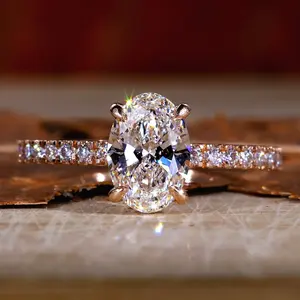 Custom Vvs Igi Gia Gecertificeerde Hpht Cvd 4ct Lab Gegroeid Diamant 10K 14K Echt Goud Fijne Sieraden Verlovingsring Voor Vrouwen Man