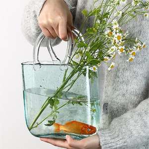 Florero de vidrio para decoración del hogar, texturizados bolsa personalizada de brotes, Vintage Ins, cerámica, conjunto moderno, nórdico, China - Product Image 4