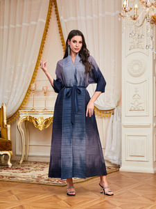 Abaya <span class=keywords><strong>Dubai</strong></span> Türkei Übergröße Polyester Hochzeitskleid mit Plissee vorne, offenem Kragen und Umlegekragen für muslimische arabische Frauen - Product Image 4