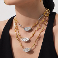 Collier pendentif en diamant marquise plaqué or pour femme, chaîne à vagues d'eau, bijoux classiques à porter au quotidien