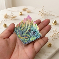 Ornement de montagne en cristal arc-en-ciel électroplaqué, statue en verre en forme de crête pour la décoration de table à la maison et les cadeaux