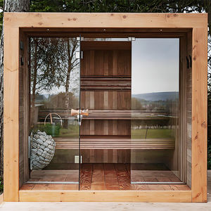 Outdoor gehärtetes Glas Massivholz 3 Personen Traditionelle Massage Sauna Kamer zum Verkauf 1 Jahre Saunen Interiores Para 12 Personas - Product Image 2