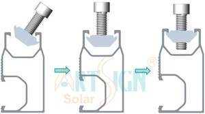 Rail de montage solaire en <span class=keywords><strong>profilé</strong></span> aluminium anodisé, fabrication directe ART SIGN, taille personnalisée, compatible avec les pinces et les crochets de toit - Product Image 4