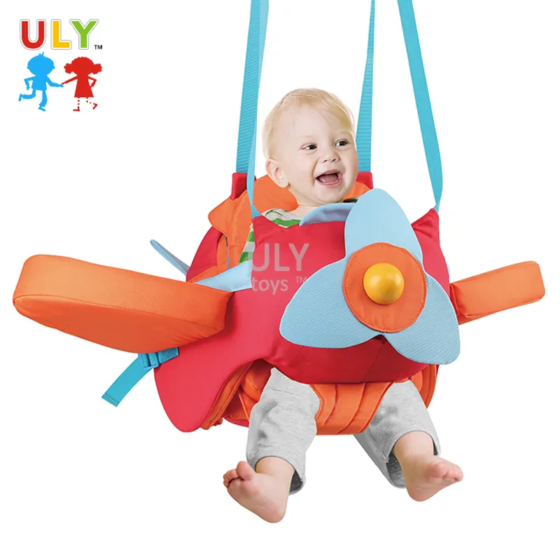 2 In1 Baby Jumper Aircraft Door Bouncer Infant Spring Jumping Exerciser Set with Adjustable Strap Toddler Hanging Swing Seat