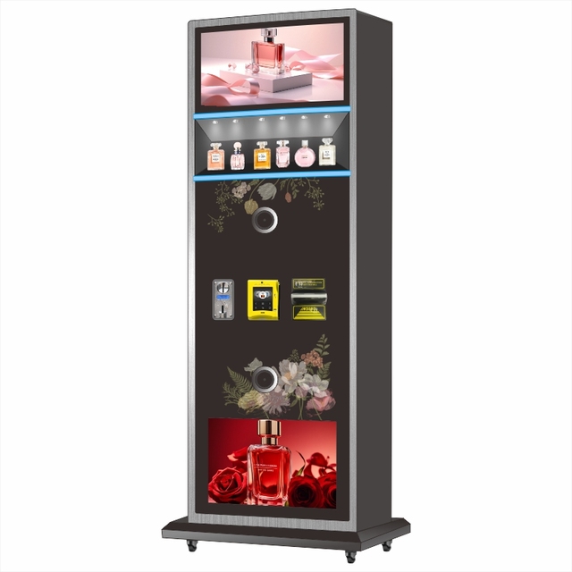 Coin Man Vertical Automatic Vending Machine with Bar Perfume LED/LCD Touchscreen Wi-Fi Enabled SDK Integration Remote Monitoring