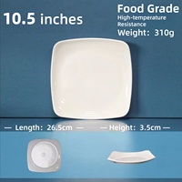 Ensemble d'assiettes carrées en mélamine blanche de 10,5 pouces, motif uni, minimalisme moderne, résistant aux chocs, assiette spécifique pour les cantines de restauration rapide