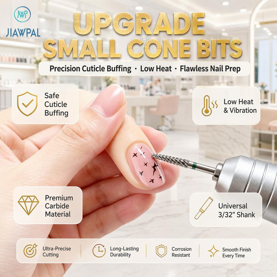 JIAWPAL 3.1mm Round Cut Small Cone Nail Drill Bits Durable Tungsten ...