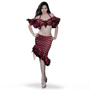 Ensemble de costumes classiques haut de gamme sexy en dentelle irrégulière et strass pour la <span class=keywords><strong>danse</strong></span> <span class=keywords><strong>orientale</strong></span> du ventre - Product Image 4
