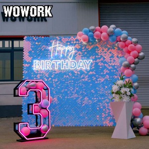 WOWORK Fabrik Großhandel Spiegel Glitter Hintergrund quadratische Pailletten schimmernde Wand platte für Hochzeits feier Event Abschluss ball Dekoration - Product Image 3