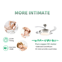 Lustre de plafond invisible design chrome 42 pouces HC730 Ventilateur Lumière LED avec télécommande