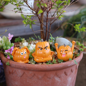 Ensemble de 3 figurines de citrouilles amusantes et expressives pour la décoration de plantes succulentes en <span class=keywords><strong>pot</strong></span> pour Halloween, directement des fabricants. - Product Image 1