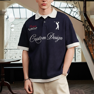 <span class=keywords><strong>Polo</strong></span> in <span class=keywords><strong>Maglia</strong></span> Waffle Personalizzata con Ricamo per Uomo, Stile Golf OEM, Maglione Texturizzato per Marchi di Abbigliamento Sportivo Premium - Product Image 5