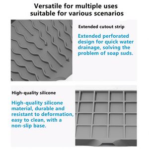 Non-Slip Waterproof Quick Dry <b>Silicone</b> Dish Drying <b>Mat</b> Easy Clean Drain Pad Multi-Usage Heat Resistant Kitchen Counter - Product Image 4