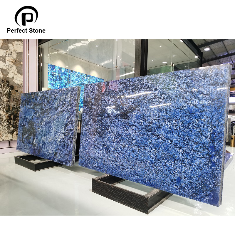 Jewelry Blue Marble Slab - Fantasy Blue Onyx from Brazil