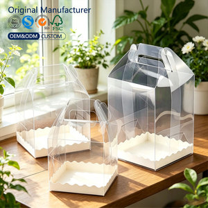 Kotak Kue Transparan Grosir dengan Alas Putih, Wadah Dessert Portabel untuk Kue 4/5/6/<span class=keywords><strong>7</strong></span>/8/9 Inch, Logo Custom Tersedia - Product Image 2