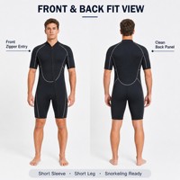 Combinaison de plongée courte en néoprène pour homme avec fermeture éclair sur la poitrine, épaisseur 2 mm, pour la plongée avec tuba et le surf