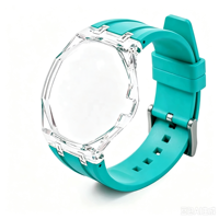 Nouvelle mode, bracelet de montre en silicone liquide 3H respectueux de la peau, boîtier de montre en plastique transparent, ensemble complet pour hommes et femmes