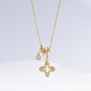 Collier pendentif croix en argent 925 plaqué or 18 carats, style hip hop, papillon, minimaliste, pour femmes. - Product Image 2
