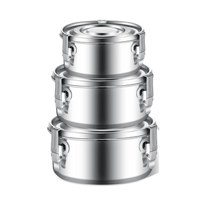 SS304 Runde Stapelbare <span class=keywords><strong>500ml</strong></span> 1000ml 1500ml Küchen-Edelstahl-Lunchbox Luftdichter Lebensmittelbehälter Snack-Container - Product Image 1