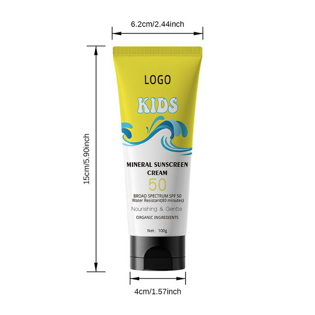 Children Sunscreen SPF 50 UV Protection Natural Skin Moisturizing Non-Greasy Anti-Freckle Vegan Baby Sun Face Cream for Kids