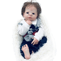 Poupées bébés Reborn en silicone de haute qualité de 22 pouces avec cheveux bruns Style de jouet de dessin animé 3D 55 cm