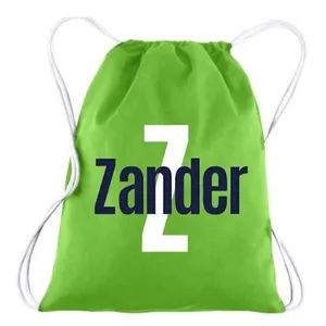 Mochila de viagem com cordão de lona verde de algodão 12 onças personalizada de fábrica mochila de viagem de alta qualidade para estudantes e adultos mochila ao ar livre