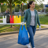 Sacs poubelles imprimés sur mesure en forme de t-shirt, sacs poubelles en plastique à poignées, sacs de courses, sacs à déchets avec poignées, fabricant d'usine pour cuisine