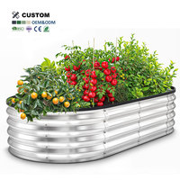 Vente en gros de bacs à légumes surélevés en acier galvanisé ondulé, grand kit de jardinière en métal pour la culture des légumes en extérieur, taille personnalisée