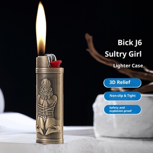 J6 Classic Sexy Goddess Three-Dimensional Relief Lighter Shell Metal a prueba de explosiones para Case Oval para <span class=keywords><strong>Bic</strong></span> J6 - Product Image 1